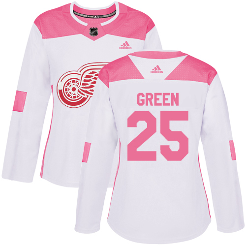Adidas Red Wings #25 Mike Green White/Pink Authentic Fashion Women's Stitched NHL Jersey